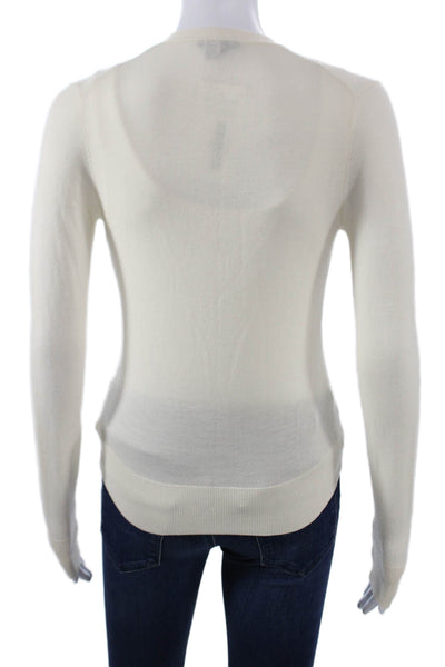 Theory Womens 100% Wool V-Neck Button Cardigan White Long Sleeve Size PP