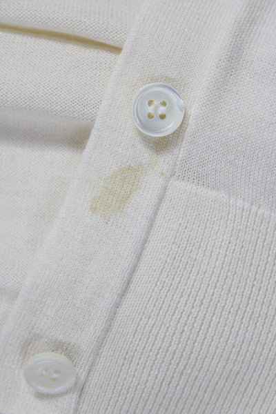 Theory Womens 100% Wool V-Neck Button Cardigan White Long Sleeve Size PP