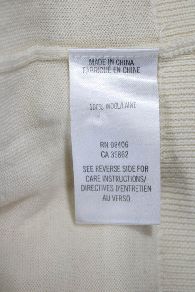 Theory Womens 100% Wool V-Neck Button Cardigan White Long Sleeve Size PP