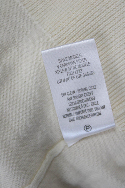 Theory Womens 100% Wool V-Neck Button Cardigan White Long Sleeve Size PP