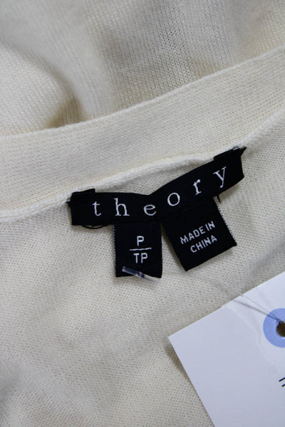 Theory Womens 100% Wool V-Neck Button Cardigan White Long Sleeve Size PP