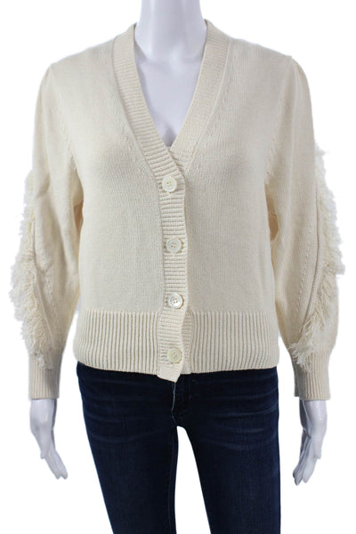 Vanessa Bruno Womens Cardigan Beige V Neck Button Long Sleeve Size M