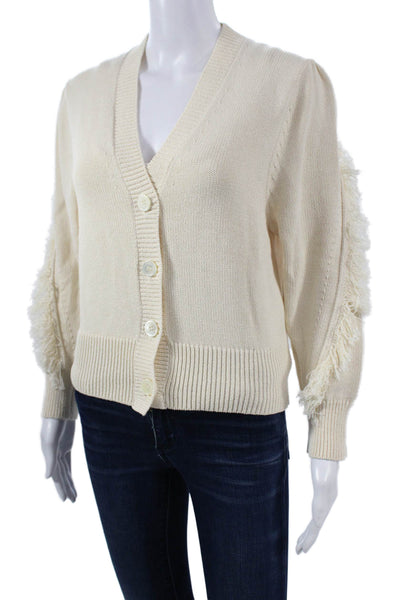Vanessa Bruno Womens Cardigan Beige V Neck Button Long Sleeve Size M