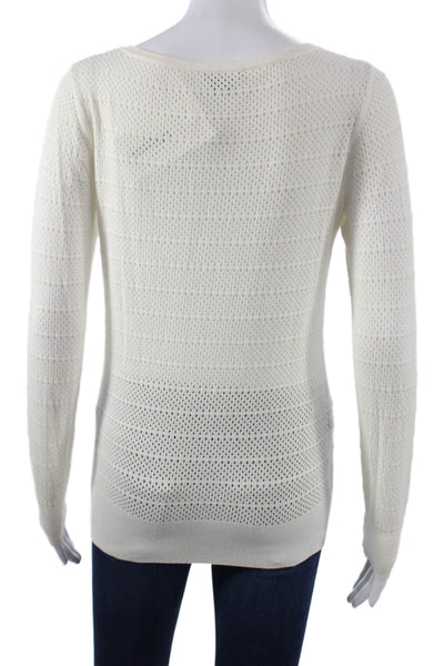 Theory Women White Pullover Sweater Round Neck Long Sleeve Size S