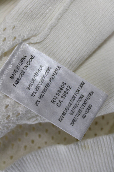 Theory Women White Pullover Sweater Round Neck Long Sleeve Size S