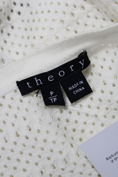 Theory Women White Pullover Sweater Round Neck Long Sleeve Size S