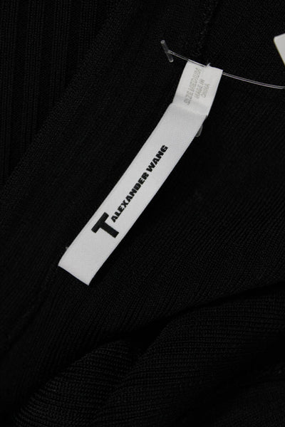 T Alexander Wang Women Black Striped T-Shirt Short Sleeve Round Neck Size M