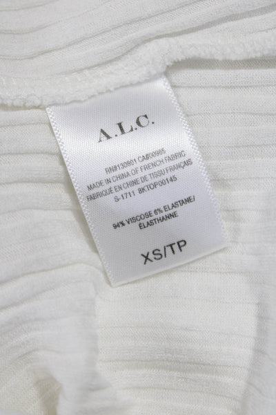 A.L.C. Womens Ringer T-Shirt White Crew Neck Short Sleeve Viscose Size XS