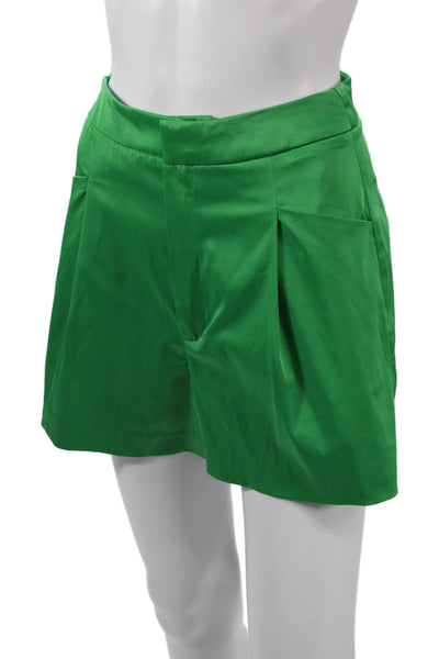 Zara Women Chino Shorts Green Solid Size S