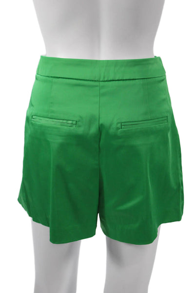 Zara Women Chino Shorts Green Solid Size S