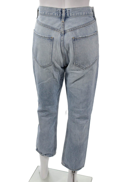 Agolde Women Cropped Straight High Rise Light Blue 100% Cotton Jeans Size 28