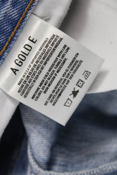 Agolde Women Cropped Straight High Rise Light Blue 100% Cotton Jeans Size 28