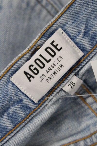 Agolde Women Cropped Straight High Rise Light Blue 100% Cotton Jeans Size 28