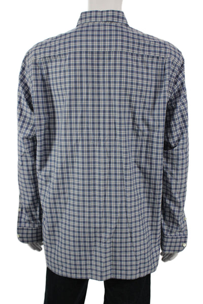 Ermenegildo Zegna Mens Button-Down Plaid Cotton Long Sleeve Shirt Size XL