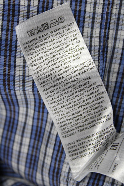 Ermenegildo Zegna Mens Button-Down Plaid Cotton Long Sleeve Shirt Size XL