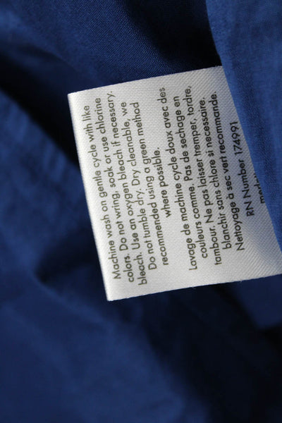 Merlette Women Maxi Sundress Dark Blue V Neck Cotton Mid Calf Tie Waist Size S
