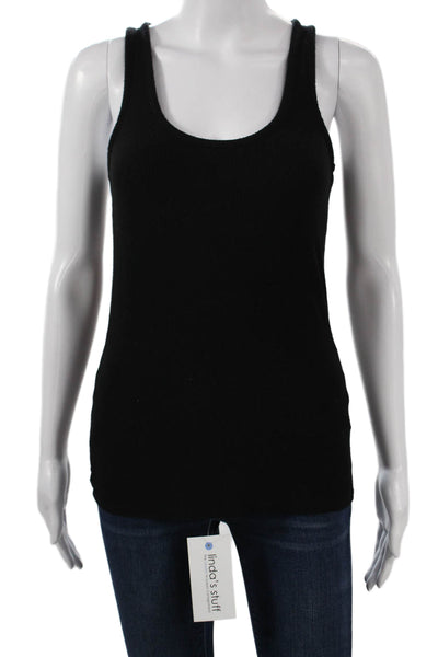 Hatch Women Maternity Basic Tank Sleeveless Round Neck Silk Black Size 1
