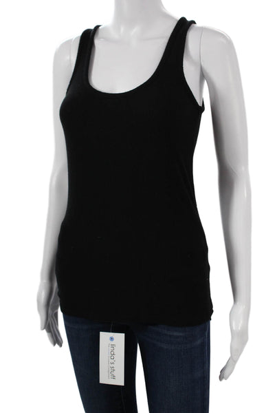 Hatch Women Maternity Basic Tank Sleeveless Round Neck Silk Black Size 1