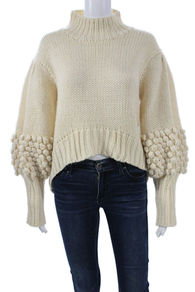 C/MEO Collective Women Beige Pullover Sweater Mockneck Wool Blend Size M