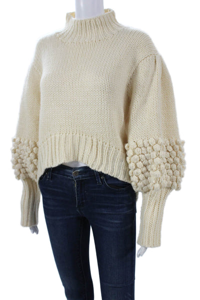 C/MEO Collective Women Beige Pullover Sweater Mockneck Wool Blend Size M