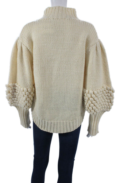 C/MEO Collective Women Beige Pullover Sweater Mockneck Wool Blend Size M