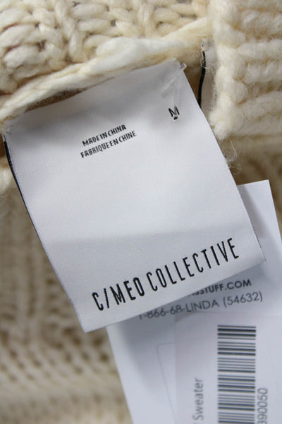 C/MEO Collective Women Beige Pullover Sweater Mockneck Wool Blend Size M