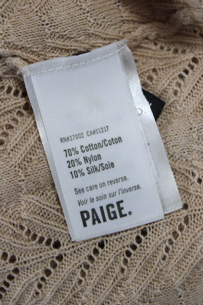 Paige Women Beige Herringbone V-Neck Cardigan Long Sleeve Size M