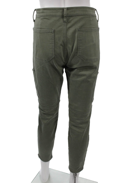 J Brand Women Cropped Ankle Cargo Pants Green Button Closure Size 28
