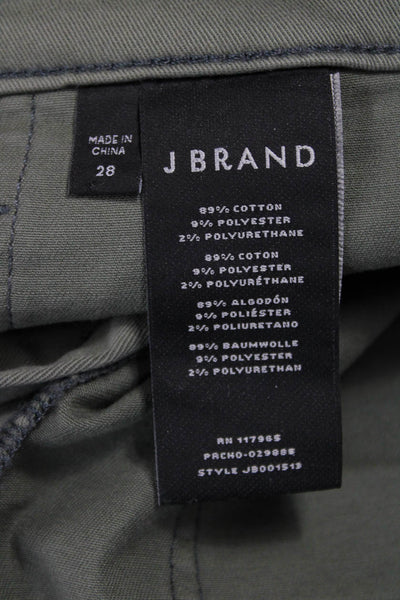 J Brand Women Cropped Ankle Cargo Pants Green Button Closure Size 28