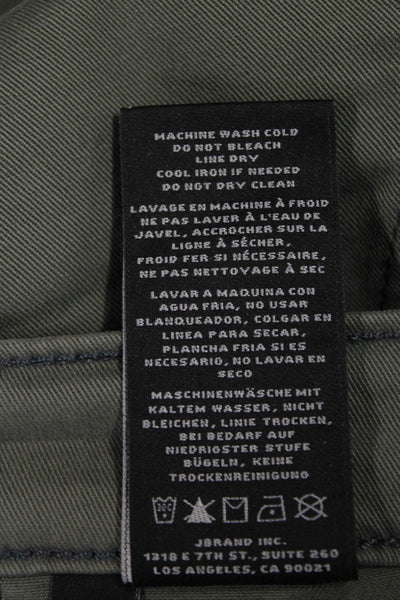 J Brand Women Cropped Ankle Cargo Pants Green Button Closure Size 28