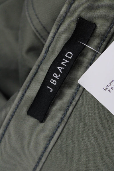 J Brand Women Cropped Ankle Cargo Pants Green Button Closure Size 28