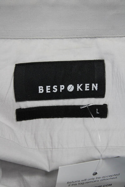 Bespoken Mens Button-Down Collared Dress Shirt White Cotton Long Sleeve Size L