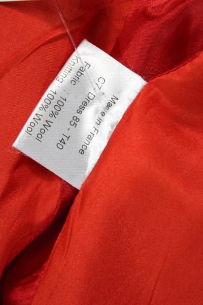 Bouchra Jarrar Women Shift Dress Red Wool Sleeveless Round Neck Zip Size 40