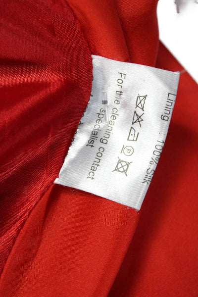Bouchra Jarrar Women Shift Dress Red Wool Sleeveless Round Neck Zip Size 40