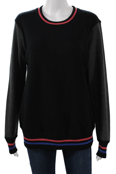 Jason Wu Women Pullover Sweater Black 100% Wool Crew Neck Long Sleeve Size M