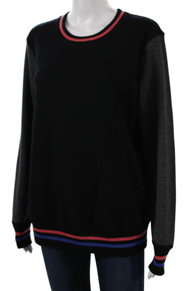Jason Wu Women Pullover Sweater Black 100% Wool Crew Neck Long Sleeve Size M