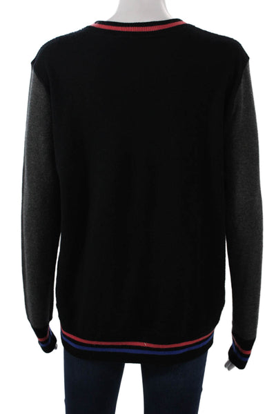 Jason Wu Women Pullover Sweater Black 100% Wool Crew Neck Long Sleeve Size M
