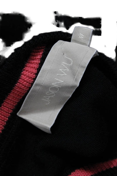 Jason Wu Women Pullover Sweater Black 100% Wool Crew Neck Long Sleeve Size M
