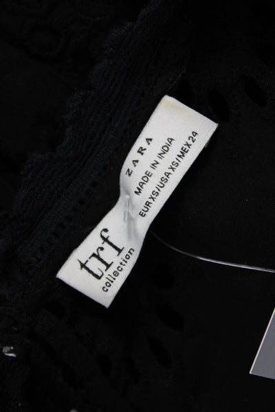Zara Women Black Cotton High Neck Sleeveless Button Bohemian Blouse Size XS