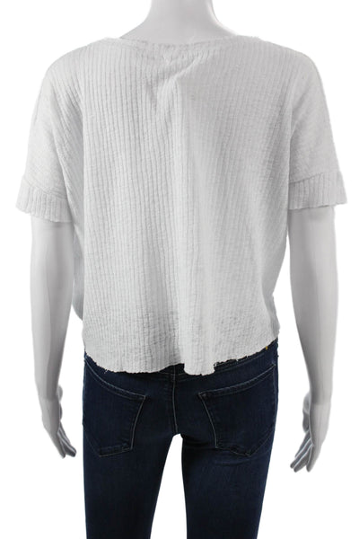 Project Social T Women Cropped White T-Shirt Short Sleeve Round Neck Size S