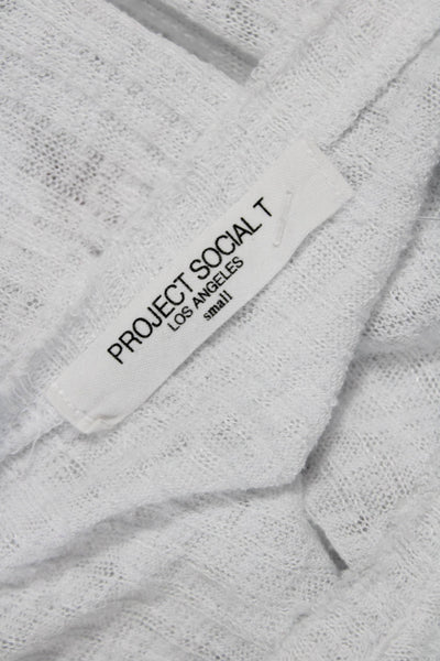 Project Social T Women Cropped White T-Shirt Short Sleeve Round Neck Size S