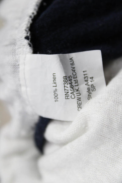 J Crew Womens Linen Striped Jersey T-Shirt 3/4 Sleeve White Size XS