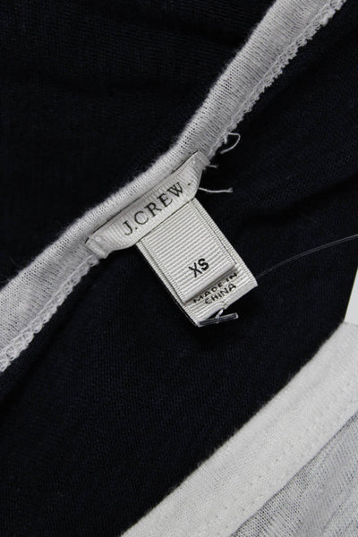 J Crew Womens Linen Striped Jersey T-Shirt 3/4 Sleeve White Size XS