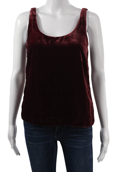 J Crew Women Camisole Red Round Neck Button Viscose Blend Solid Size 0
