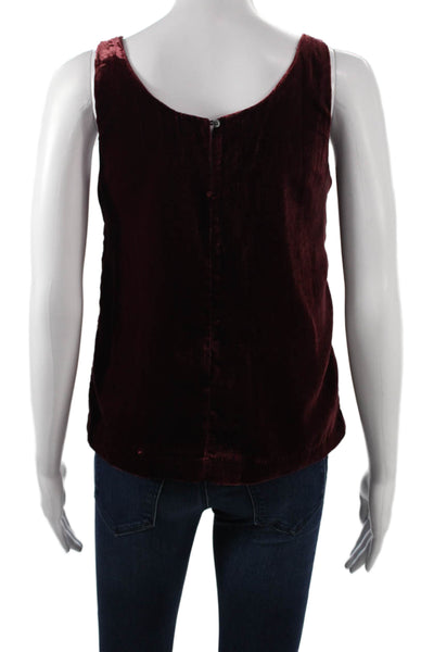 J Crew Women Camisole Red Round Neck Button Viscose Blend Solid Size 0