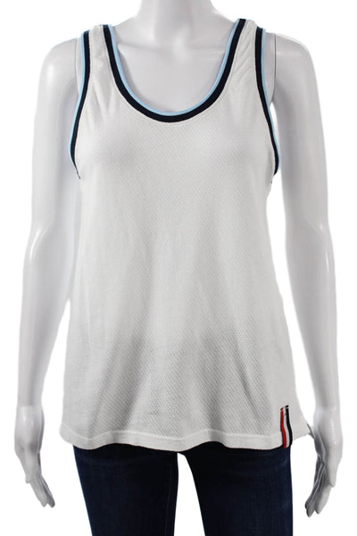The Upside Womens Scoop Neck Color Block Sleeveless Tank Top White Blue Size 4