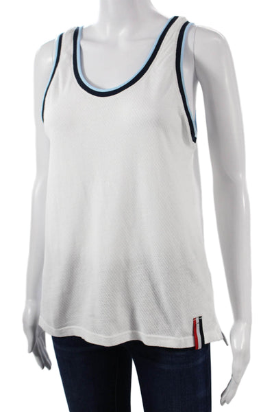 The Upside Womens Scoop Neck Color Block Sleeveless Tank Top White Blue Size 4