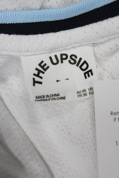 The Upside Womens Scoop Neck Color Block Sleeveless Tank Top White Blue Size 4