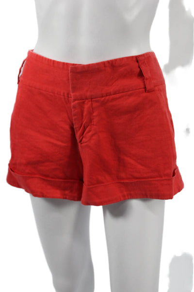 Alice + Olivia Women Red Chino Shorts Hook & Eye Cotton Spandex Size 8
