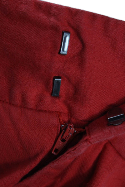 Alice + Olivia Women Red Chino Shorts Hook & Eye Cotton Spandex Size 8